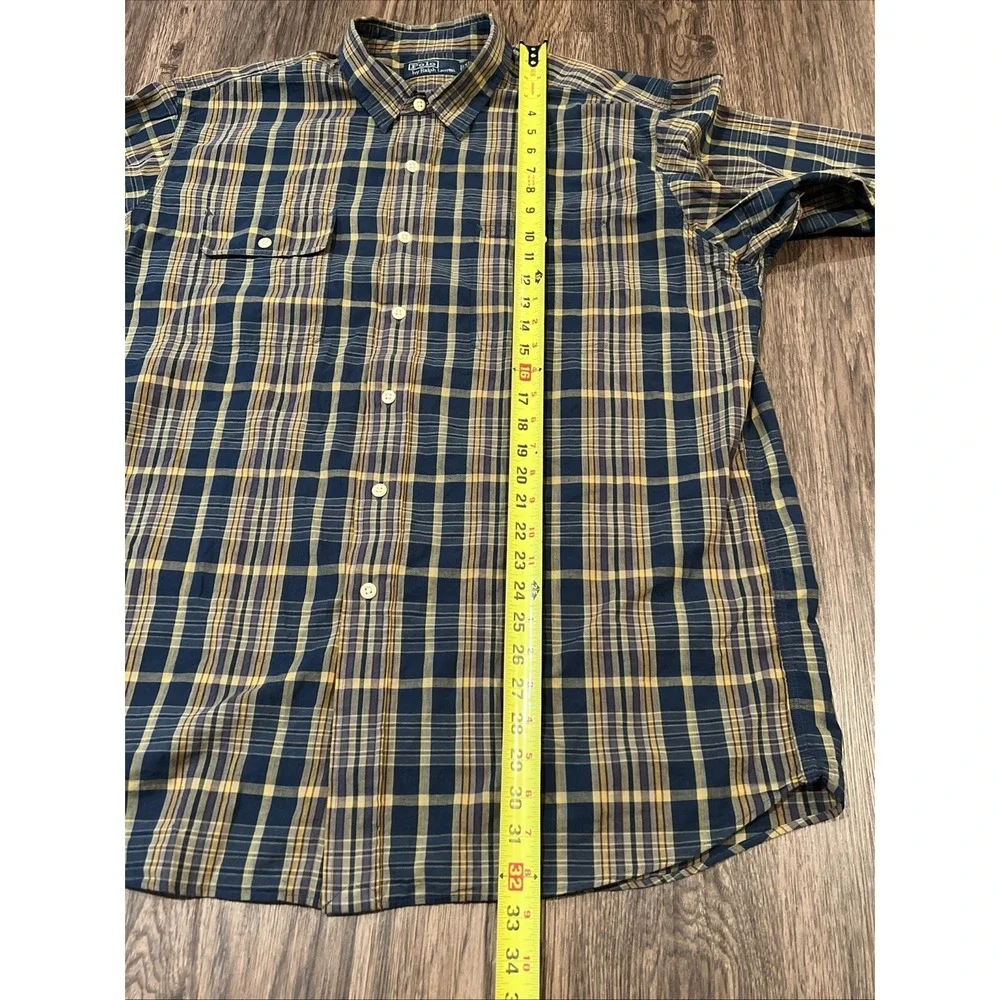 Polo Ralph Lauren Mens Plaid Long Sleeve Button Down Shirt 100% Cotton Size XL